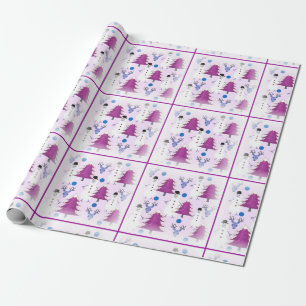 Cadeau Papier d'emballage de Noël pourpre
