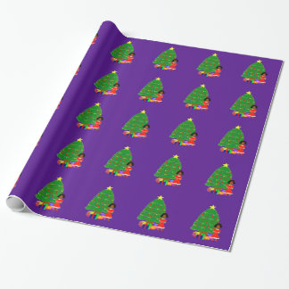 Cadeau Papier d'emballage de Noël pourpre de Cuties de
