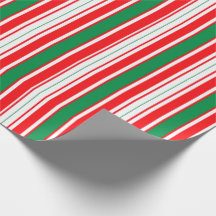 Papier d'emballage de Noël rayé rouge blanc et ver