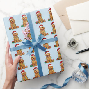 Cadeau Papier d'emballage de Noël Retriever doré jaune