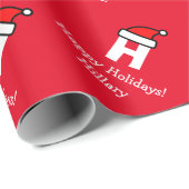 Cadeau Papier d'emballage de Noël rouge avec le (Coin rond)