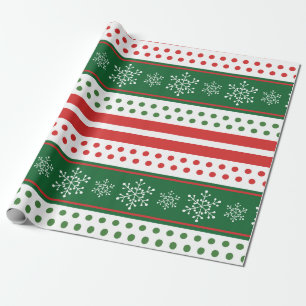 Cadeau Papier d'emballage de Noël rouge vert traditionnel
