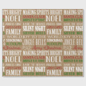 Cadeau Papier d'emballage de Noël rustique de typographie (Plat)