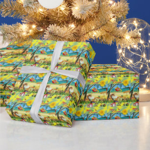 Cadeau Papier d'emballage de Noël Santa Beach Bum d'été