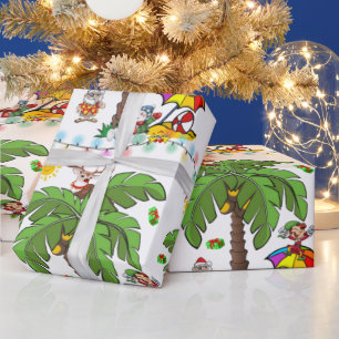 Cadeau Papier d'emballage de Noël Santa fainéant de plage