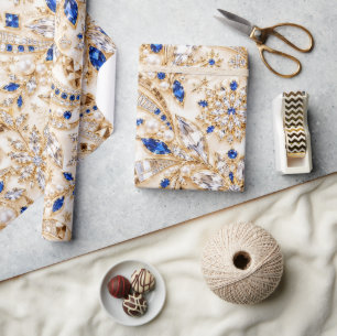 Cadeau Papier d'emballage de Noël Saphir Luxe