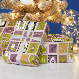 Cadeau Papier d'emballage de Noël Timbres de fêtes