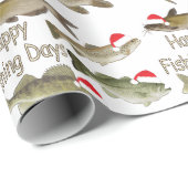 Cadeau Papier d'emballage de Noël, vacances, pêche (Coin rond)