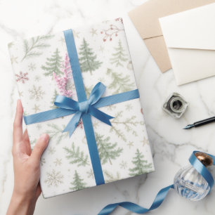 Cadeau Papier d'emballage de Noël vert sauge