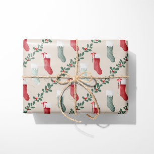 Cadeau Papier d'emballage de Noël vintage Chaussettes
