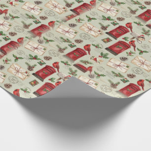 Cadeau Papier d'emballage de Noël vintage de la poste de