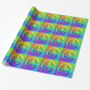 Cadeau Papier d'emballage de paix hippie colorée
