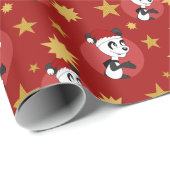 Cadeau Papier d'emballage de panda de Noël (Coin rond)