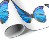 Cadeau Papier d'emballage de papillon bleu (Coin rond)