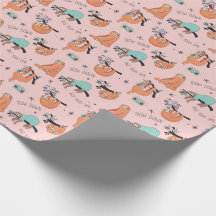 Papier d'emballage de paresse mignonne rose