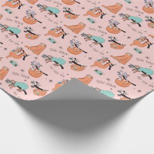 Cadeau Papier d'emballage de paresse mignonne rose