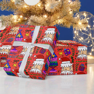 Cadeau Papier d'emballage de Père Noël Holly Jolly