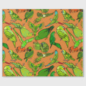 Cadeau Papier d'emballage de perroquets verts (Plat)