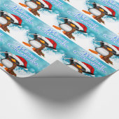 Cadeau Papier d'emballage de pingouin de Joyeux Noël (Coin)