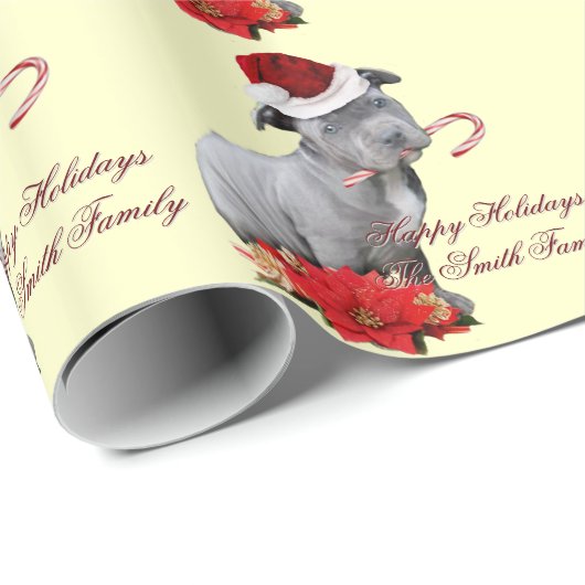 Cadeau Papier d'emballage de pitbull customizeable de (Coin rond)