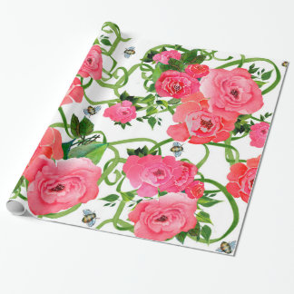 Cadeau Papier d'emballage de pivoine rose
