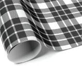 Cadeau Papier d'emballage de plaid noir et blanc (Coin rond)