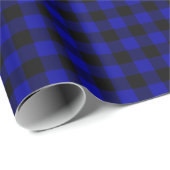 Cadeau Papier d'emballage de plaid noir et bleu de (Coin rond)