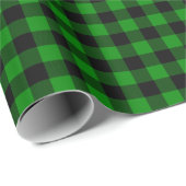 Cadeau Papier d'emballage de plaid noir et vert de (Coin rond)