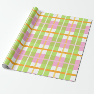 Cadeau Papier d'emballage de plaid rose et vert