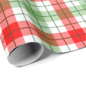 Cadeau Papier d'emballage de plaid rouge et vert (Coin rond)