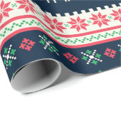 Cadeau Papier d'emballage de point de croix de Joyeux (Coin rond)