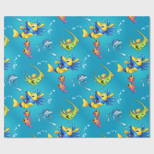 Cadeau Papier d'emballage de poissons mignons de bande (Plat)