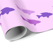 Cadeau Papier d'emballage de poissons pourpres (Coin rond)