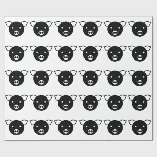 Cadeau Papier d'emballage de PORC (NOIR ET BLANC ÉLÉGAN