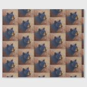 Cadeau Papier d'emballage de portrait d'ours noir (Plat)
