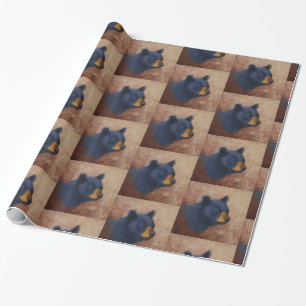 Cadeau Papier d'emballage de portrait d'ours noir