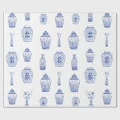 Cadeau Papier d'emballage de pot bleu et blanc de (Plat)