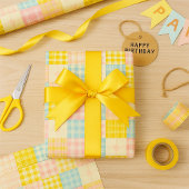 Cadeau Papier d'emballage de printemps à carreaux en patc