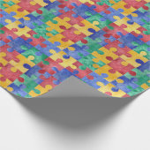 Cadeau Papier d'emballage de puzzle d'aquarelle d'autisme (Coin)