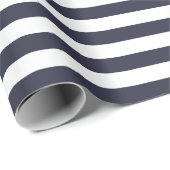 Cadeau Papier d'emballage de rayures de bleu marine (Coin rond)