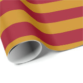 Cadeau Papier d'emballage de rayures de grenat et d'or (Coin rond)