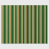 Cadeau Papier d'emballage de rayures vert vertical et (Plat)