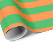 Cadeau Papier d'emballage de rayures vertes et oranges (Coin rond)