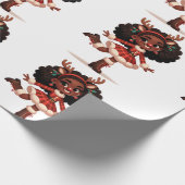 Cadeau Papier d'emballage de rennes de fille noire (Coin)