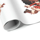 Cadeau Papier d'emballage de rennes de fille noire (Coin rond)