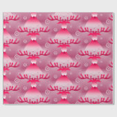 Cadeau papier d'emballage de rennes roses (Plat)
