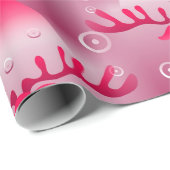 Cadeau papier d'emballage de rennes roses (Coin rond)