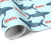 Cadeau Papier d'emballage de requin (Coin rond)