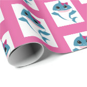 Cadeau Papier d'emballage de requin fille garçon (Coin rond)