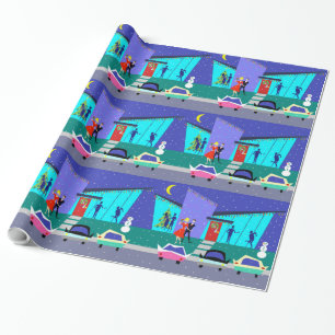 Cadeau Papier d'emballage de rétro de vacances partie de